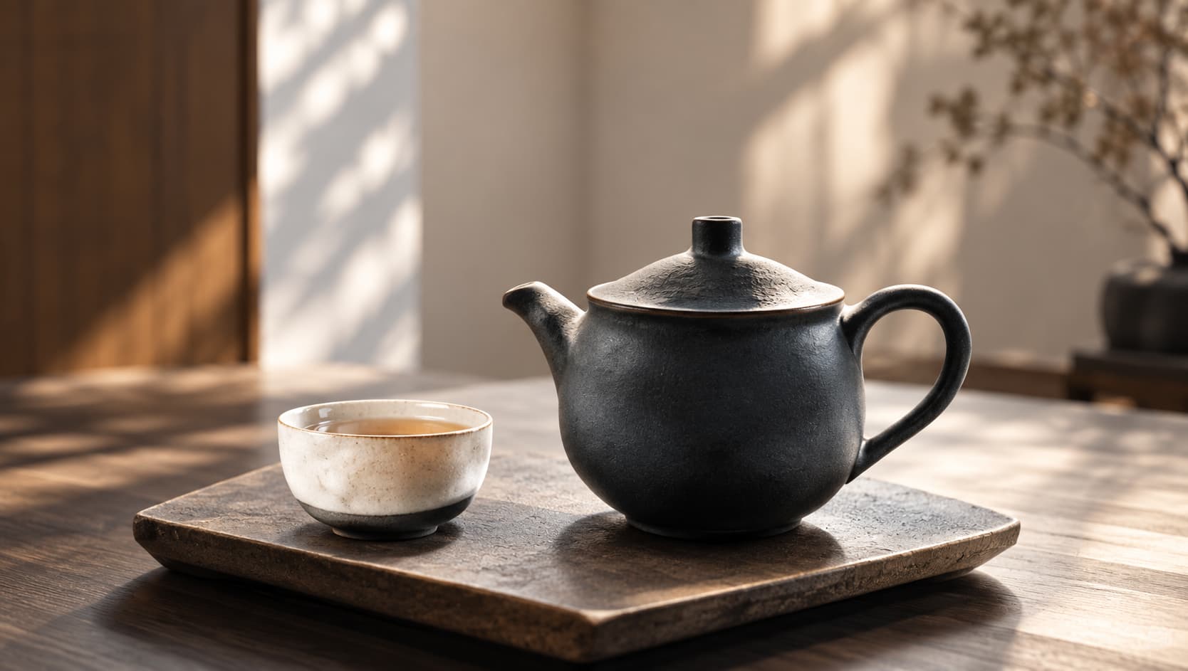 A teapot and teacup in a calm consultation setting